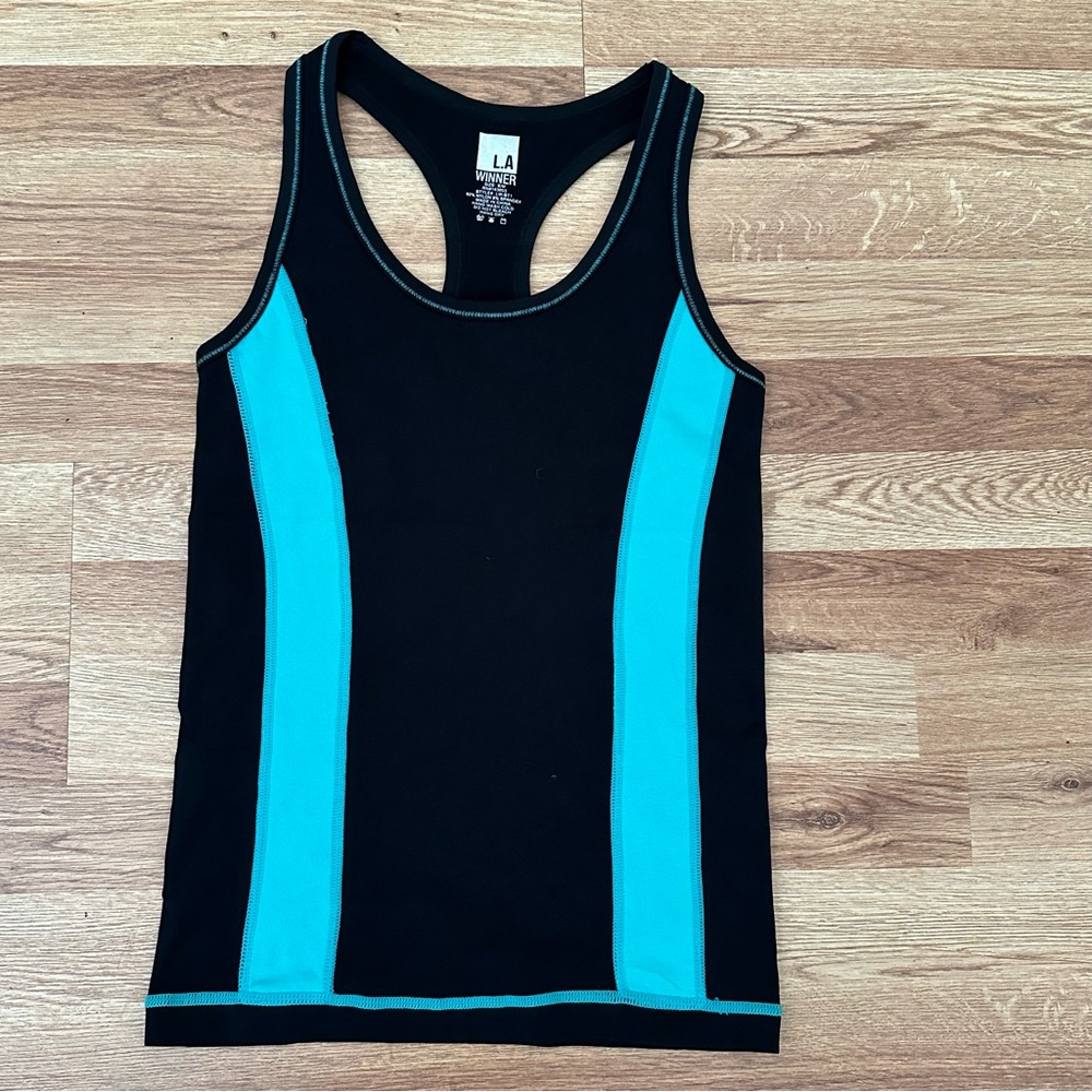 L.A Winner Racer Back Athletic Tank Top Black & Green Size S NWOT